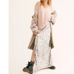 Free people sea shell sequin maxi skirt